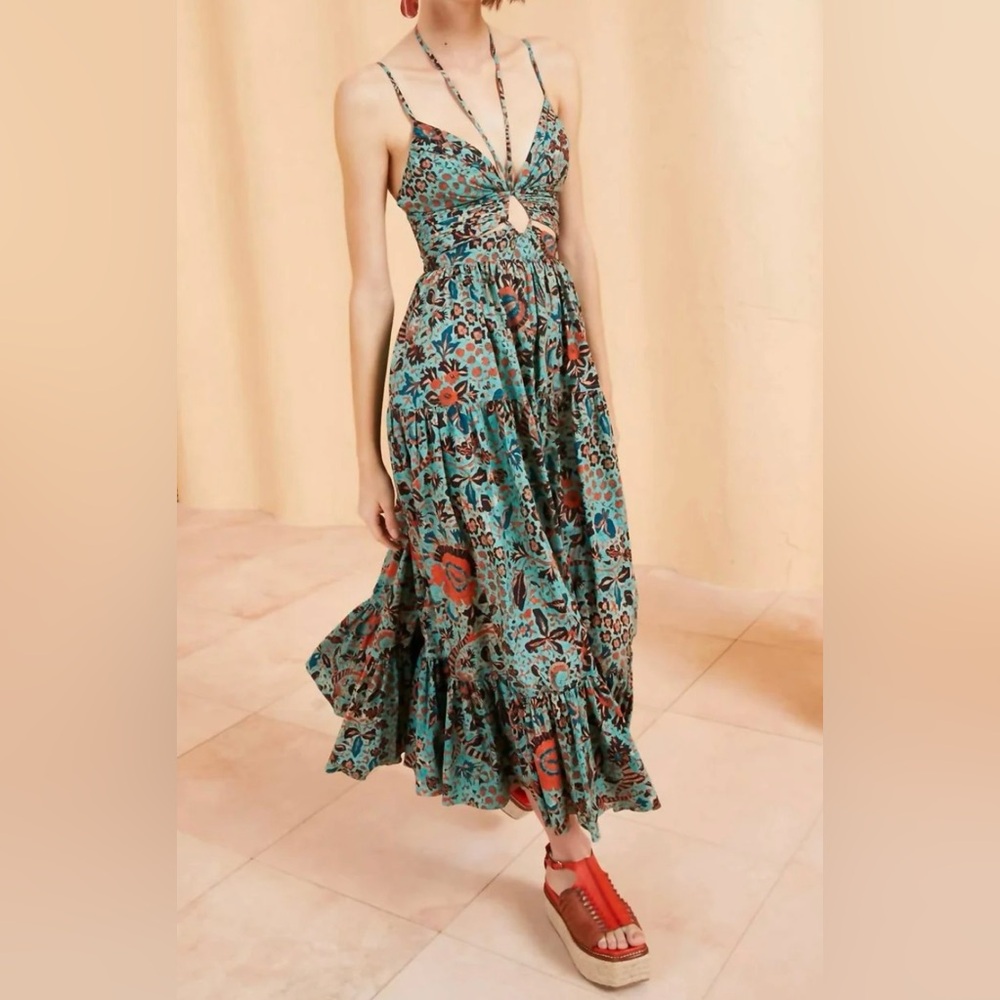 Floral Maxi Dress with Cutout Detail